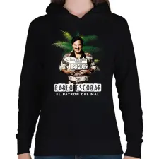 PRINTFASHION pablo escobar - Női kapucnis pulóver - Fekete női pulóver, kardigán