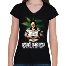 PRINTFASHION pablo escobar - Női V-nyakú póló - Fekete női póló