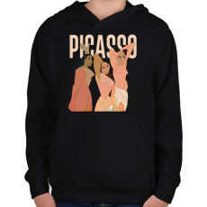 PRINTFASHION Pablo Picasso - Avignoni kisasszonyok - Gyerek kapucnis pulóver - Fekete