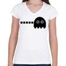 PRINTFASHION Pac-man - páros - Női V-nyakú póló - Fehér női póló