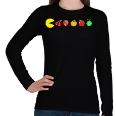 PRINTFASHION PacMan - Női hosszú ujjú póló - Fekete