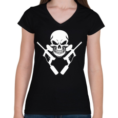 PRINTFASHION PaintBall - Női V-nyakú póló - Fekete