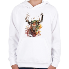 PRINTFASHION Painted Deer - Gyerek kapucnis pulóver - Fehér gyerek pulóver, kardigán