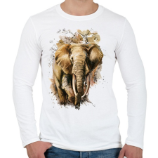 PRINTFASHION Painted Elephant - Férfi hosszú ujjú póló - Fehér férfi póló