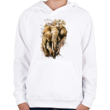 PRINTFASHION Painted Elephant - Gyerek kapucnis pulóver - Fehér gyerek pulóver, kardigán