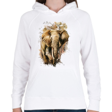 PRINTFASHION Painted Elephant - Női kapucnis pulóver - Fehér női pulóver, kardigán