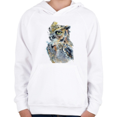 PRINTFASHION Painted Owl - Gyerek kapucnis pulóver - Fehér