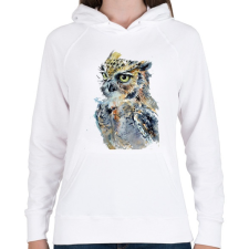 PRINTFASHION Painted Owl - Női kapucnis pulóver - Fehér női pulóver, kardigán