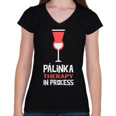PRINTFASHION PALINKA - Női V-nyakú póló - Fekete