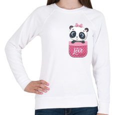 PRINTFASHION Panda a zsebben - Női pulóver - Fehér