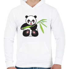 PRINTFASHION Panda - Férfi kapucnis pulóver - Fehér férfi pulóver, kardigán