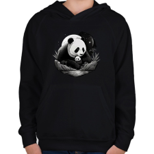 PRINTFASHION panda - Gyerek kapucnis pulóver - Fekete gyerek pulóver, kardigán
