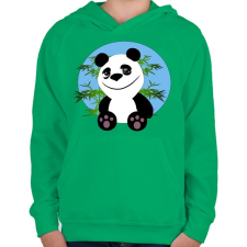 PRINTFASHION panda - Gyerek kapucnis pulóver - Zöld gyerek pulóver, kardigán