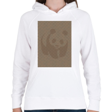 PRINTFASHION Panda illúzió, szépia - Női kapucnis pulóver - Fehér női pulóver, kardigán