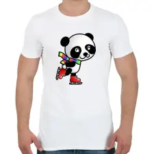 PRINTFASHION Panda korcsolyázik  - Férfi póló - Fehér férfi póló