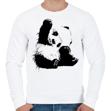 PRINTFASHION Panda maci - Férfi pulóver - Fehér férfi pulóver, kardigán