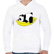 PRINTFASHION Panda pihen - Férfi kapucnis pulóver - Fehér