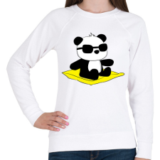 PRINTFASHION Panda strandol - Női pulóver - Fehér női pulóver, kardigán