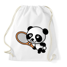 PRINTFASHION Panda teniszezik - Sportzsák, Tornazsák - Fehér tornazsák
