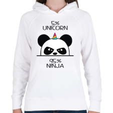 PRINTFASHION Panda unicornis ninja - Női kapucnis pulóver - Fehér női pulóver, kardigán