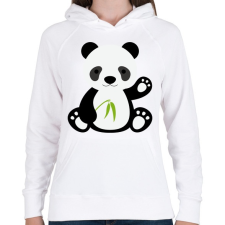 PRINTFASHION Pandás póló - Női kapucnis pulóver - Fehér női pulóver, kardigán