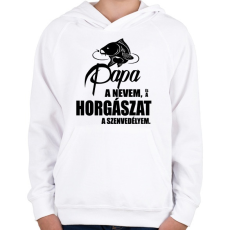 PRINTFASHION Papa a nevem... - Gyerek kapucnis pulóver - Fehér