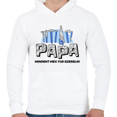 PRINTFASHION Papa a szerelő - Férfi kapucnis pulóver - Fehér