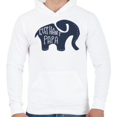 PRINTFASHION Papa elefánt - Férfi kapucnis pulóver - Fehér