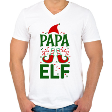 PRINTFASHION Papa elf - Férfi V-nyakú póló - Fehér