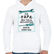 PRINTFASHION Papa - Férfi kapucnis pulóver - Fehér