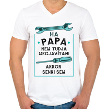 PRINTFASHION Papa - Férfi V-nyakú póló - Fehér férfi póló