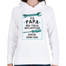 PRINTFASHION Papa - Női kapucnis pulóver - Fehér női pulóver, kardigán