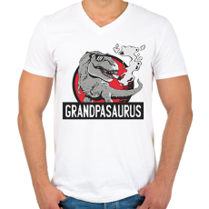 PRINTFASHION Papa szaurusz grandpasaurus - Férfi V-nyakú póló - Fehér