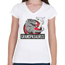 PRINTFASHION Papa szaurusz grandpasaurus - Női V-nyakú póló - Fehér
