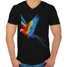 PRINTFASHION Papagáj - Férfi V-nyakú póló - Fekete