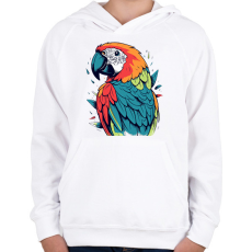 PRINTFASHION Papagáj  - Gyerek kapucnis pulóver - Fehér