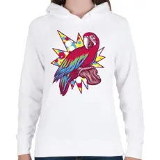 PRINTFASHION Papagáj - Női kapucnis pulóver - Fehér
