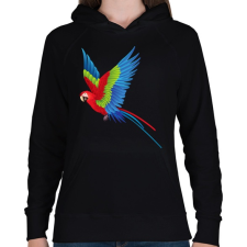 PRINTFASHION Papagáj - Női kapucnis pulóver - Fekete női pulóver, kardigán