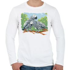 PRINTFASHION Papagáj pár - Férfi hosszú ujjú póló - Fehér