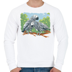 PRINTFASHION Papagáj pár - Férfi pulóver - Fehér