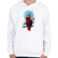 PRINTFASHION papagály és kékhold - Gyerek kapucnis pulóver - Fehér gyerek pulóver, kardigán