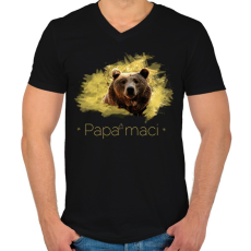 PRINTFASHION papamaci - Férfi V-nyakú póló - Fekete