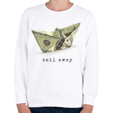 PRINTFASHION Papírcsónak pénzből - Gyerek pulóver - Fehér