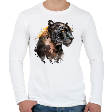PRINTFASHION párduc - Férfi hosszú ujjú póló - Fehér