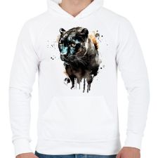 PRINTFASHION párduc - Férfi kapucnis pulóver - Fehér férfi pulóver, kardigán