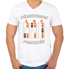 PRINTFASHION parhuzamos-parkolas-2-brown-orange - Férfi V-nyakú póló - Fehér