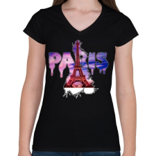 PRINTFASHION paris liquid letter - Női V-nyakú póló - Fekete női póló