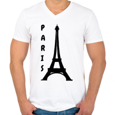 PRINTFASHION párizs - Férfi V-nyakú póló - Fehér