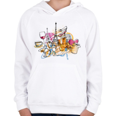 PRINTFASHION Párizs - Gyerek kapucnis pulóver - Fehér