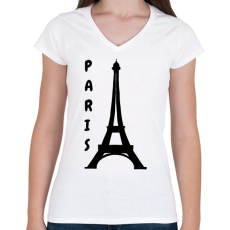 PRINTFASHION párizs - Női V-nyakú póló - Fehér
